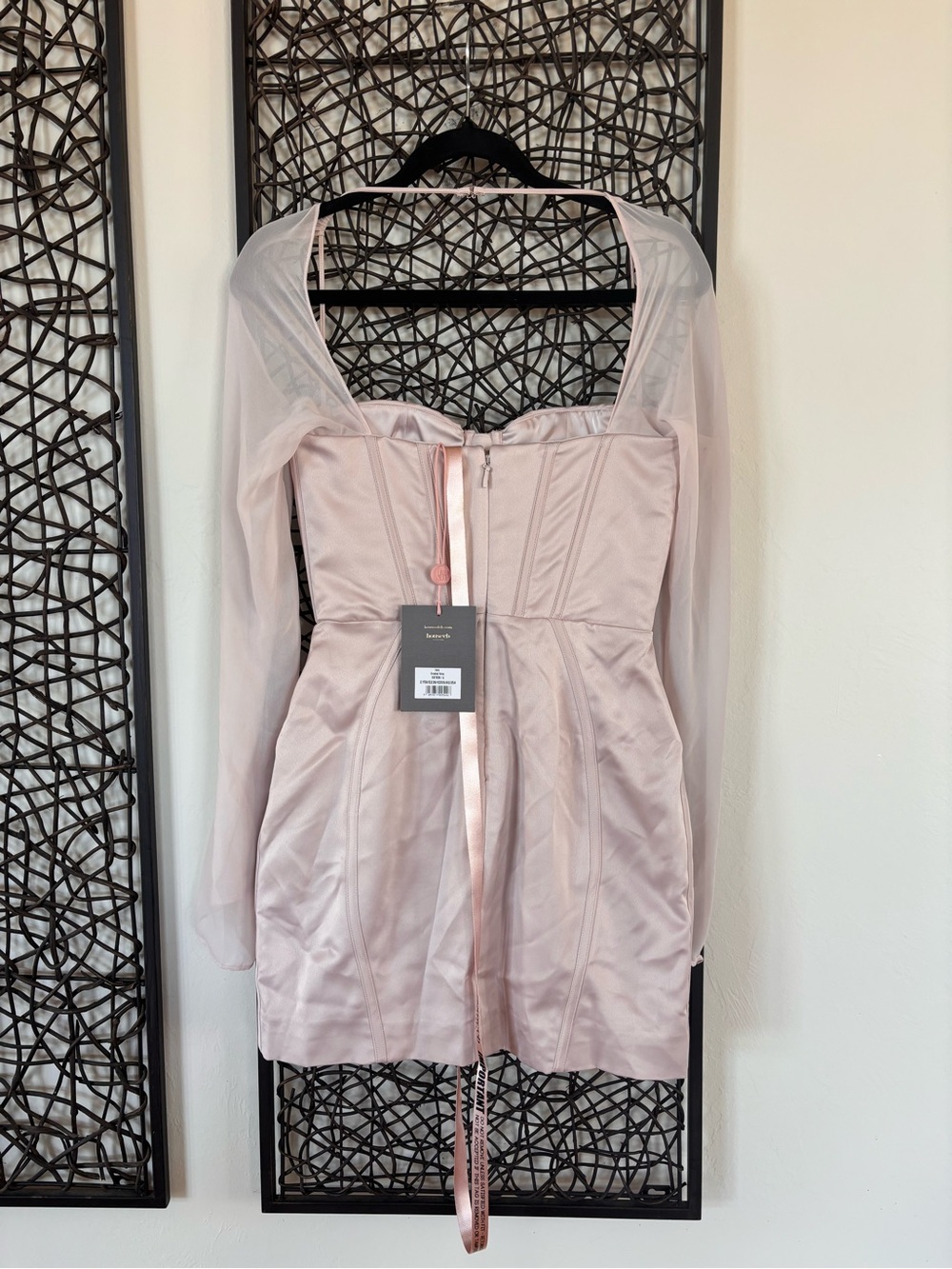 HOUSE OF CB Isra Crystal Satin Corset Mini Dress NWT Blush Pink Small Sexy Glam - Picture 7 of 10